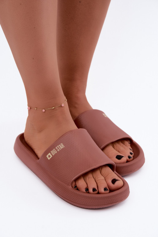 Chinelos leves femininos Big Star UU274088 na cor marrom