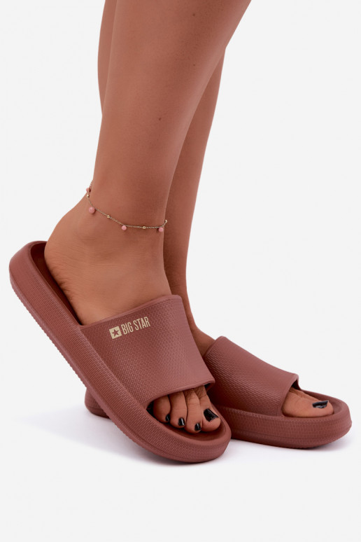 Chinelos leves femininos Big Star UU274088 na cor marrom