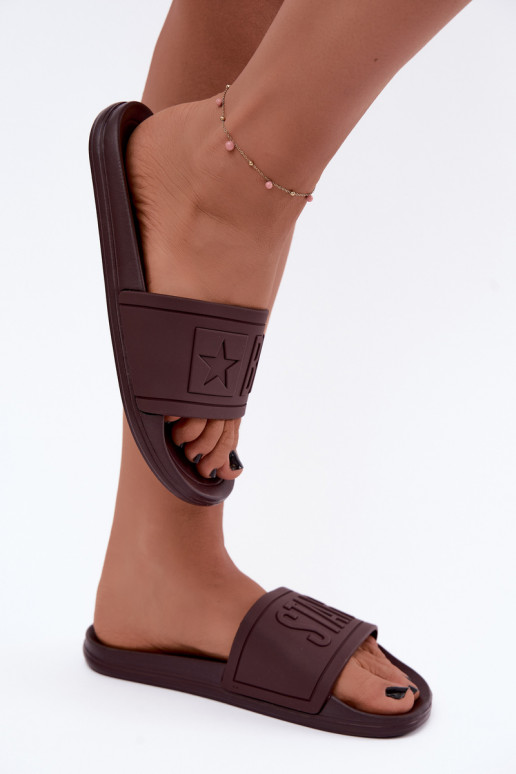 Chinelos femininos Big Star UU274072 na cor chocolate