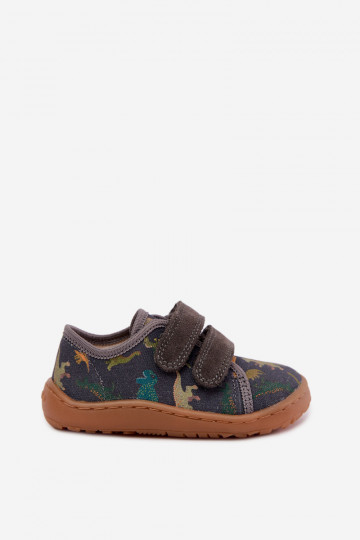 Chinelos Barefoot para crianças com dinossauros Froddo Canvas G1700440-31 Cinzentos 2