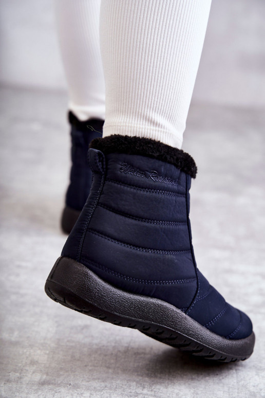 Botas de neve femininas aquecidas em azul escuro Mezyss