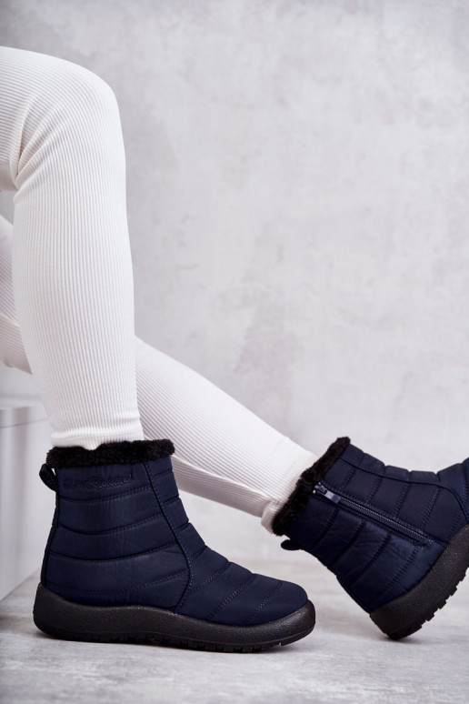 Botas de neve femininas aquecidas em azul escuro Mezyss