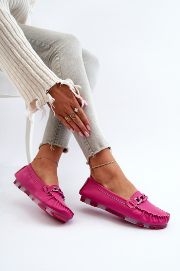 Mocassins de couro femininos com ornamentos S.Barski LR339 rosas 2