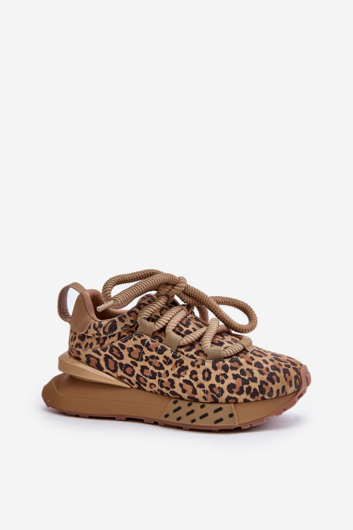 Sapatilhas em camurça femininas com plataforma e estampa de leopardo Artiker 55C0135 marrons