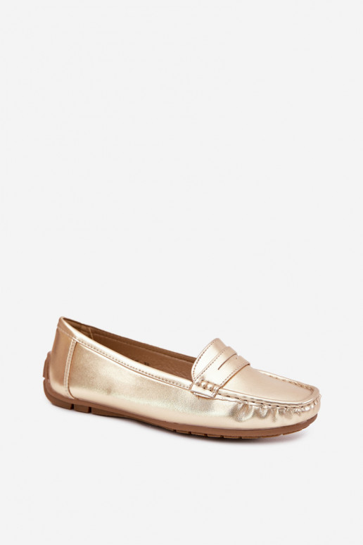 Mocassins de couro sintético femininos dourados Lenvie