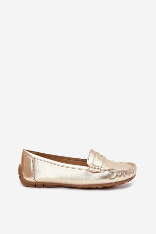 Mocassins de couro sintético femininos dourados Lenvie