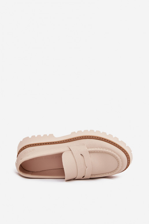 Mocassins femininos na plataforma e sapatos planos Big Star NN274050 bege
