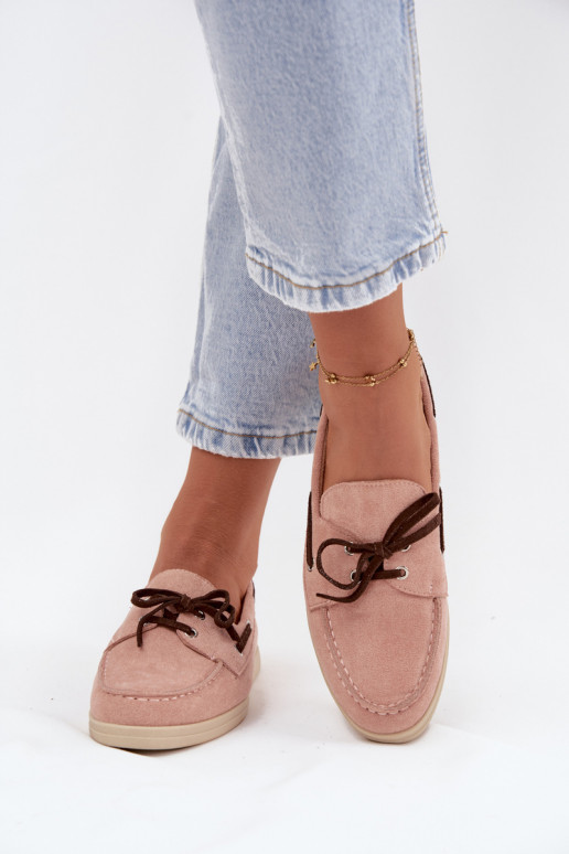 Mocassins femininos com detalhes elegantes Calivra rosa claro