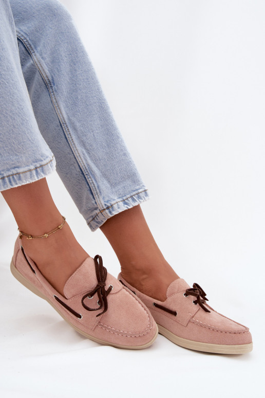 Mocassins femininos com detalhes elegantes Calivra rosa claro