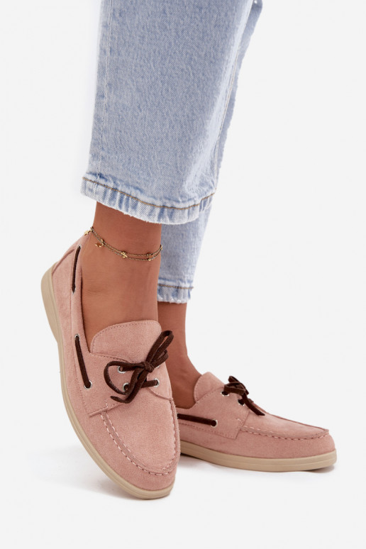 Mocassins femininos com detalhes elegantes Calivra rosa claro
