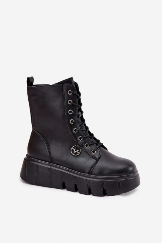 Botins de trabalho isolados femininos na plataforma Vinceza 58588 pretos