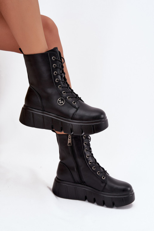 Botins de trabalho isolados femininos na plataforma Vinceza 58588 pretos