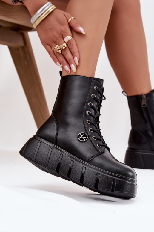 Botins de trabalho isolados femininos na plataforma Vinceza 58588 pretos