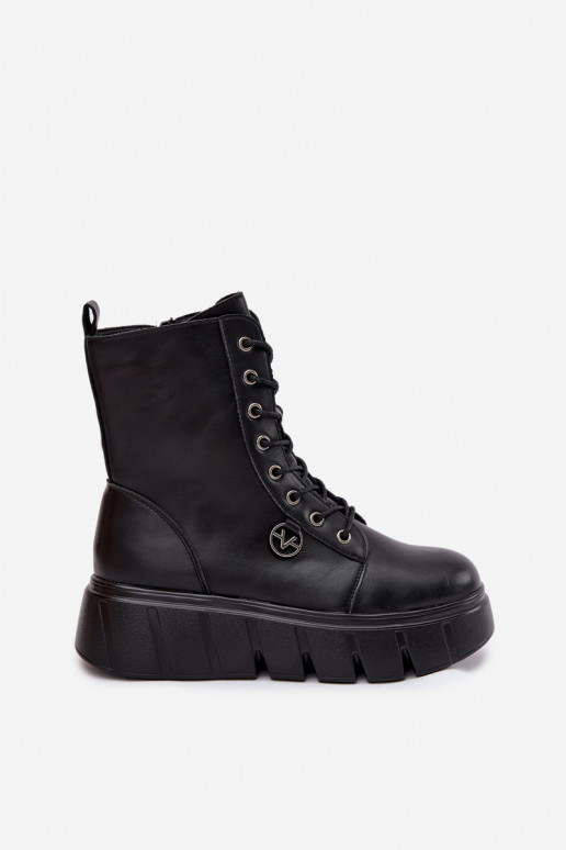 Botins de trabalho isolados femininos na plataforma Vinceza 58588 pretos