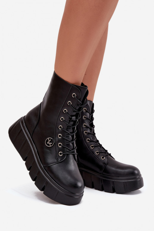 Botins de trabalho isolados femininos na plataforma Vinceza 58588 pretos