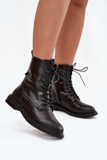 Botins de trabalho isolados em couro femininos Big Star SS274480 pretos 2