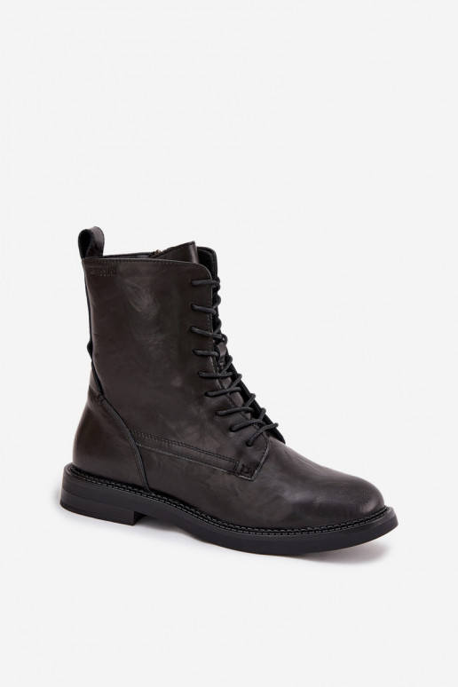 Botins de trabalho isolados em couro femininos Big Star SS274480 pretos
