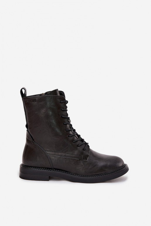 Botins de trabalho isolados em couro femininos Big Star SS274480 pretos