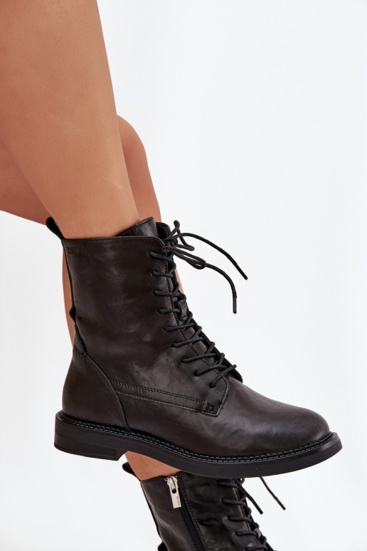 Botins de trabalho isolados em couro femininos Big Star SS274480 pretos