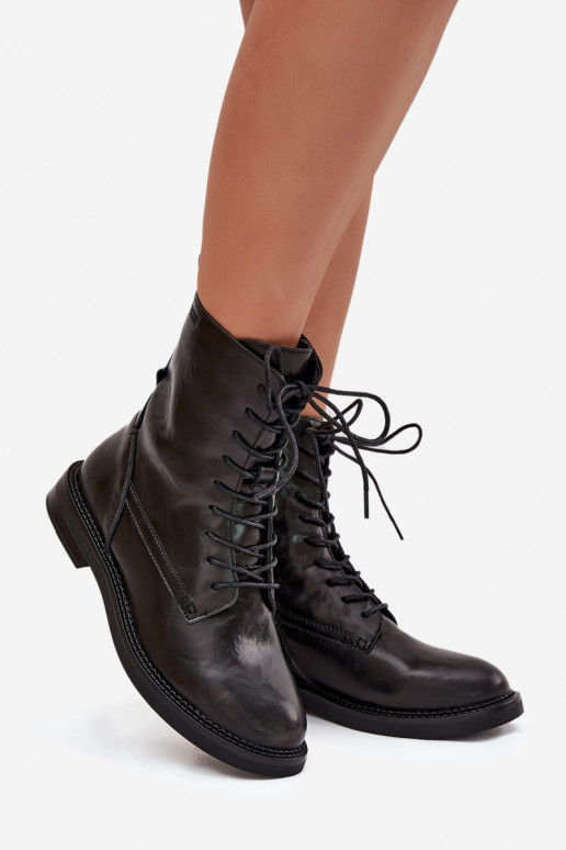 Botins de trabalho isolados em couro femininos Big Star SS274480 pretos