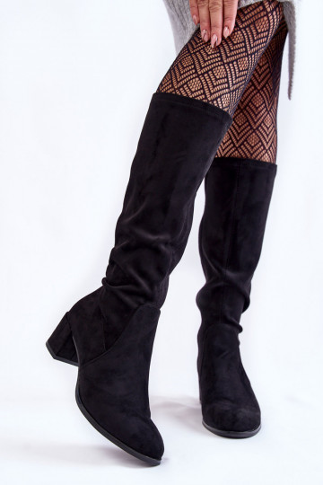 Botas altas de camurça sintética clássicas Sergio Leone KZ205 pretas