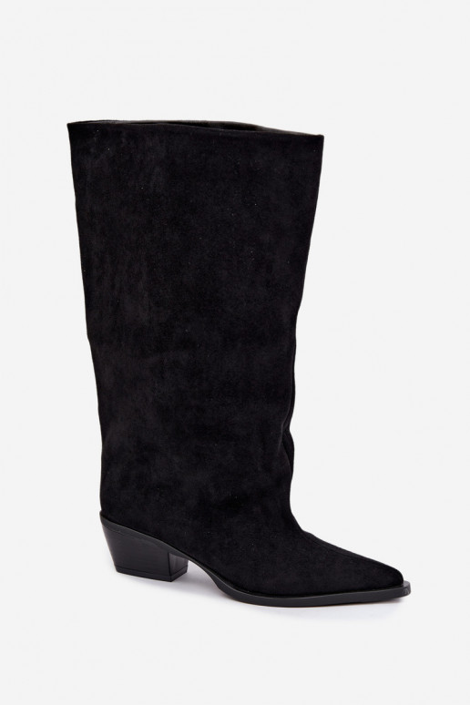 botas altas slip-on com saltos em camurça sintética pretas Casella