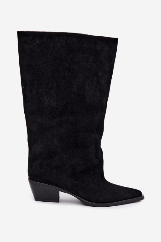 botas altas slip-on com saltos em camurça sintética pretas Casella