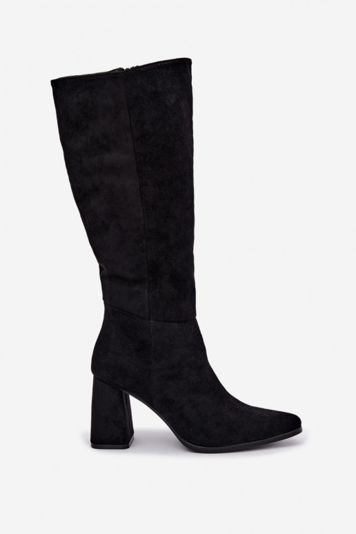 botas altas femininas com salto bloco pretas Carlin