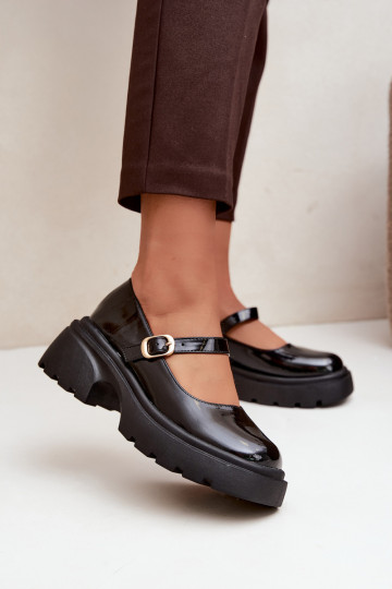 botas envernizadas com saltos grossos pretas Loxie 2