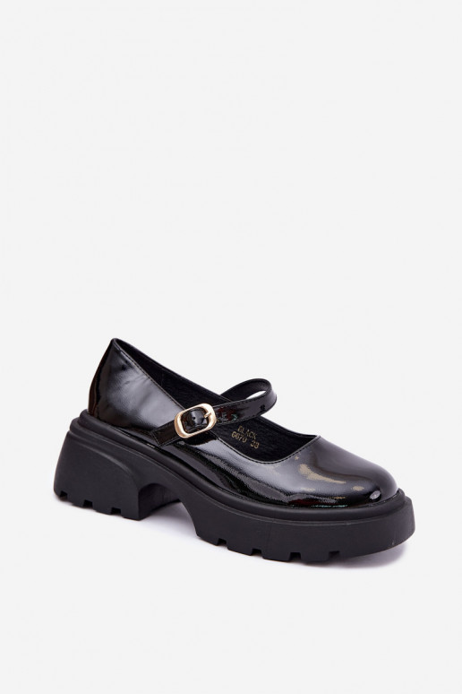 botas envernizadas com saltos grossos pretas Loxie