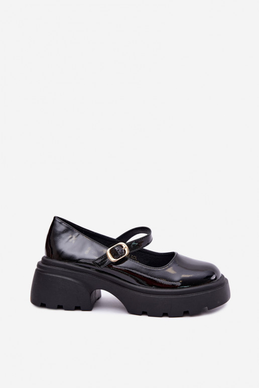 botas envernizadas com saltos grossos pretas Loxie