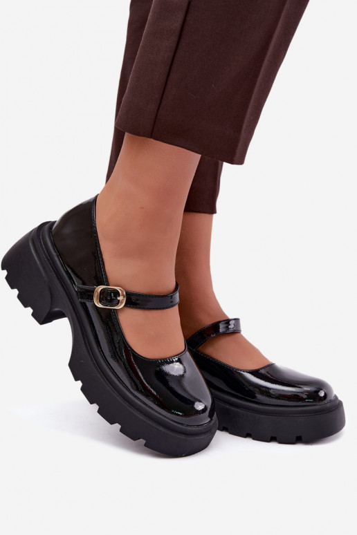 botas envernizadas com saltos grossos pretas Loxie