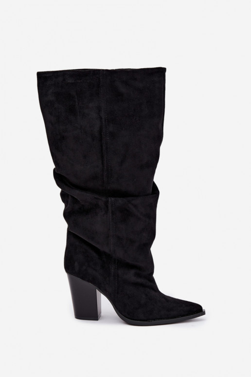botas altas slip-on com saltos pretas Jensy