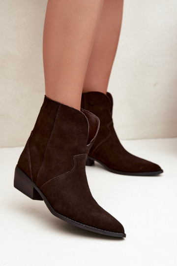 botins de estilo cowboy com saltos em camurça chocolate Norelle 2