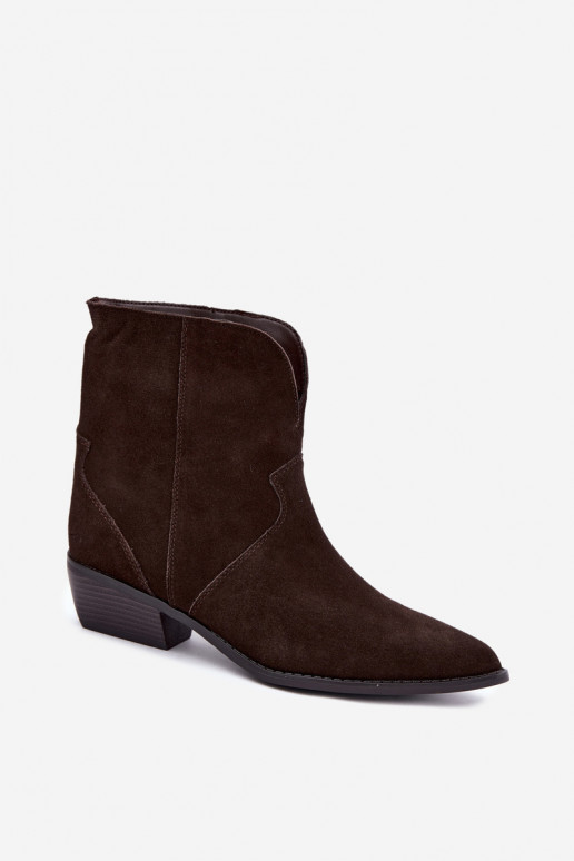 botins de estilo cowboy com saltos em camurça chocolate Norelle
