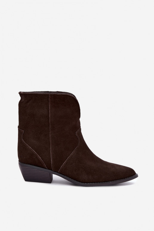 botins de estilo cowboy com saltos em camurça chocolate Norelle