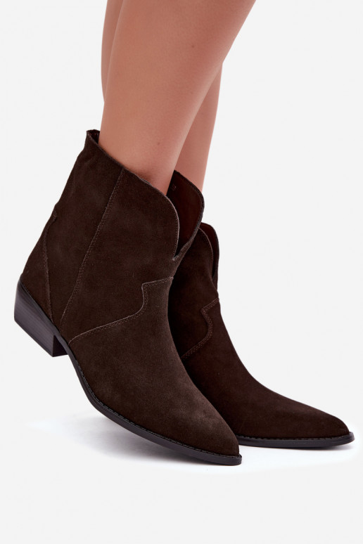 botins de estilo cowboy com saltos em camurça chocolate Norelle