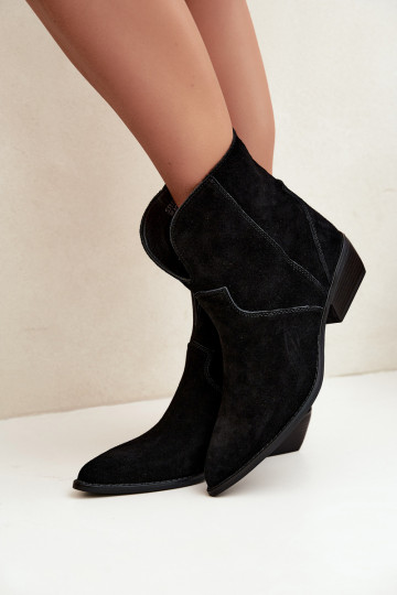 botins de estilo cowboy com saltos em camurça preta Norelle