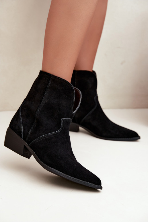 botins de estilo cowboy com saltos em camurça preta Norelle