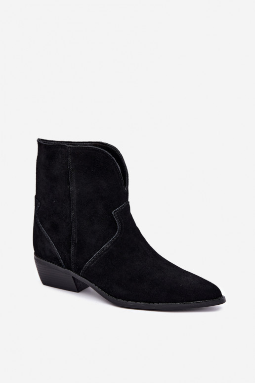 botins de estilo cowboy com saltos em camurça preta Norelle
