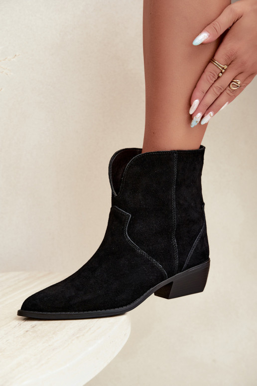 botins de estilo cowboy com saltos em camurça preta Norelle