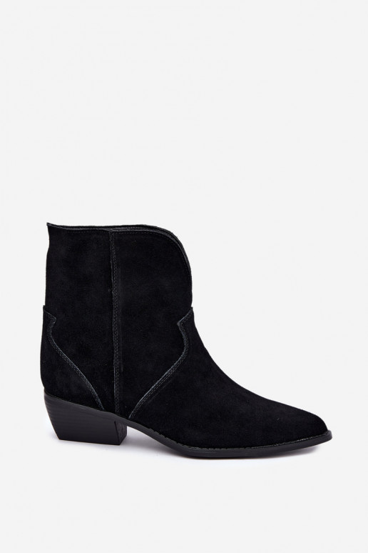 botins de estilo cowboy com saltos em camurça preta Norelle