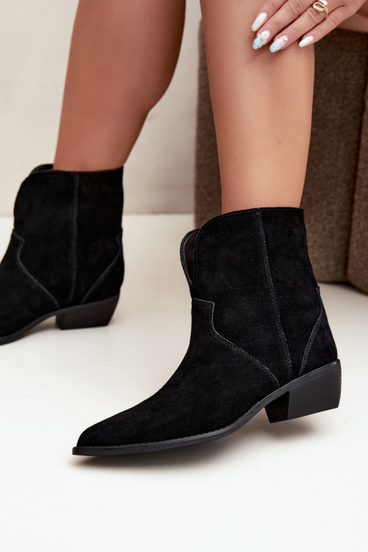 botins de estilo cowboy com saltos em camurça preta Norelle