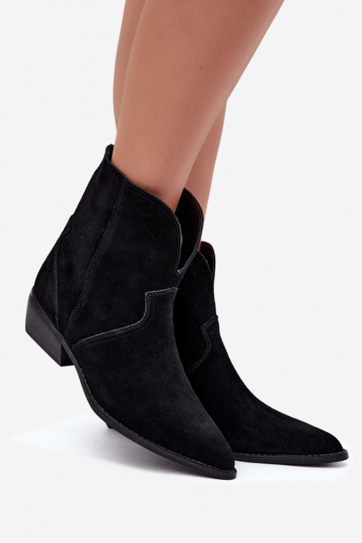 botins de estilo cowboy com saltos em camurça preta Norelle