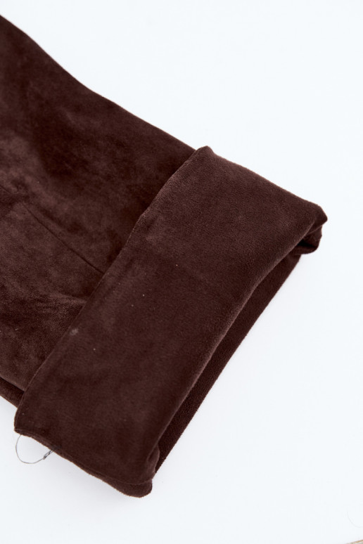 botas altas femininas slip-on com saltos em chocolate Favra