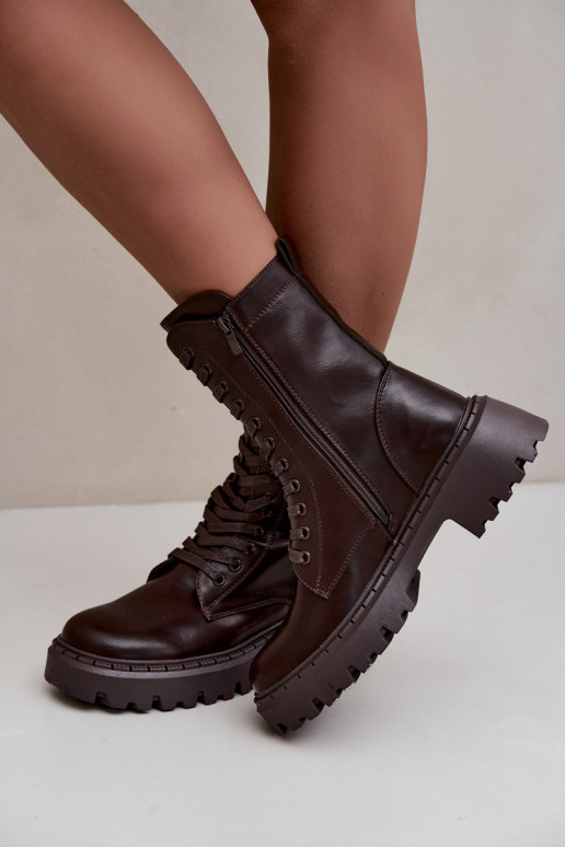 botins com elementos decorativos em couro sintético chocolate Kalindra