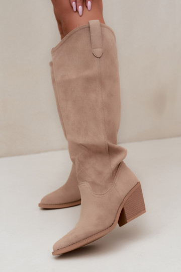 botas altas slouchy slip-on em areia Sylvie 2