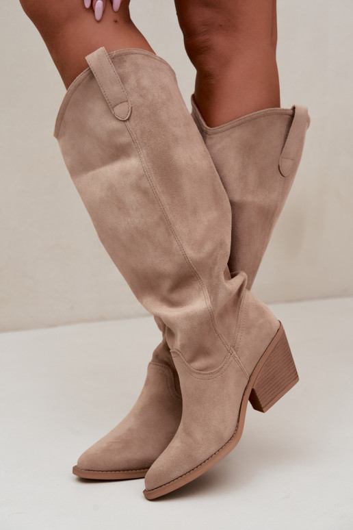 botas altas slouchy slip-on em areia Sylvie