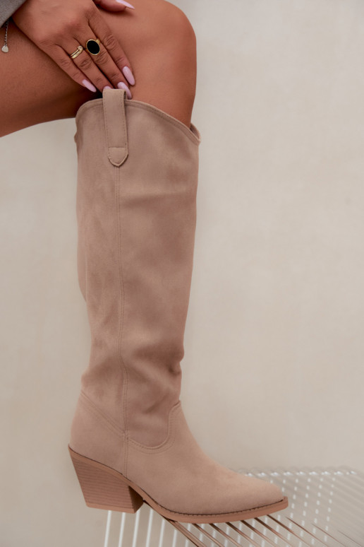 botas altas slouchy slip-on em areia Sylvie