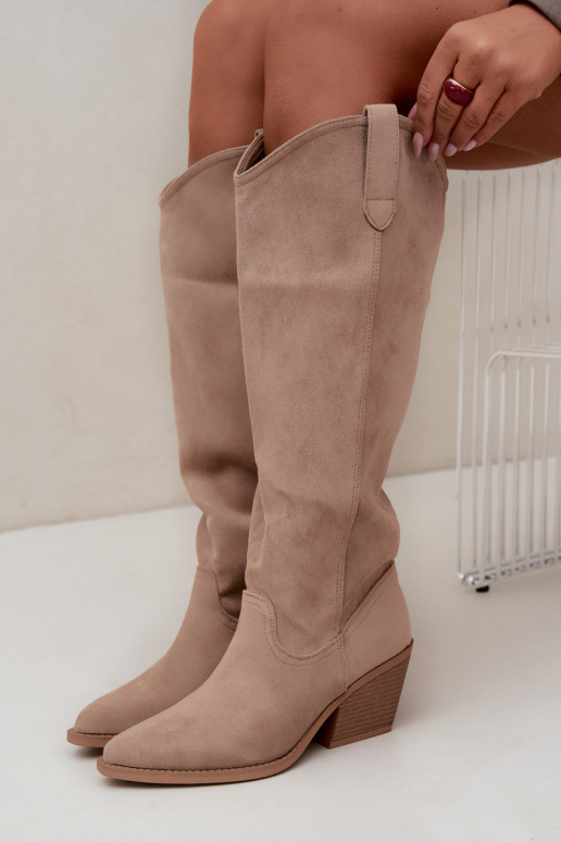 botas altas slouchy slip-on em areia Sylvie